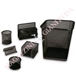 SET SCRIVANIA IN RETE METALLICA NERA 6 PEZZI